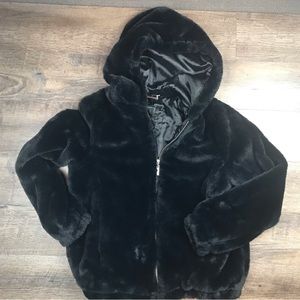 J2 Faux Fur Hooded Bomber Jacket